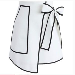 NWT Chicwish Asymmetrical White w/Black Trim Skirt